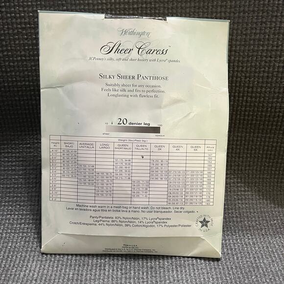 Worthington Sheer Caress Silky Sheer Control Top Pantyhose Sz Q Tall Sandalfoot - Picture 3 of 3